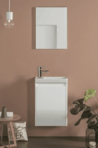 Set Meuble Susp 1T PLAY 90x45cm Beige + Lav ROYO Gauche 91x46Cm Blanc 122396