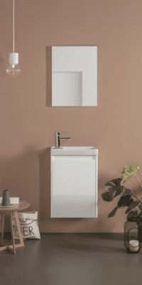 Set Meuble Susp 1T PLAY 90x45cm Beige + Lav ROYO Gauche 91x46Cm Blanc 122396