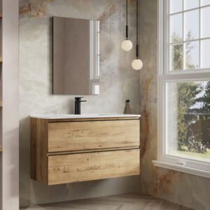 Meuble Susp 2T HANA 90x45x57cm Bois HMSR90