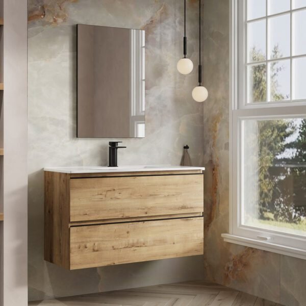 Meuble Susp 2T HANA 90x45x57cm Bois HMSR90