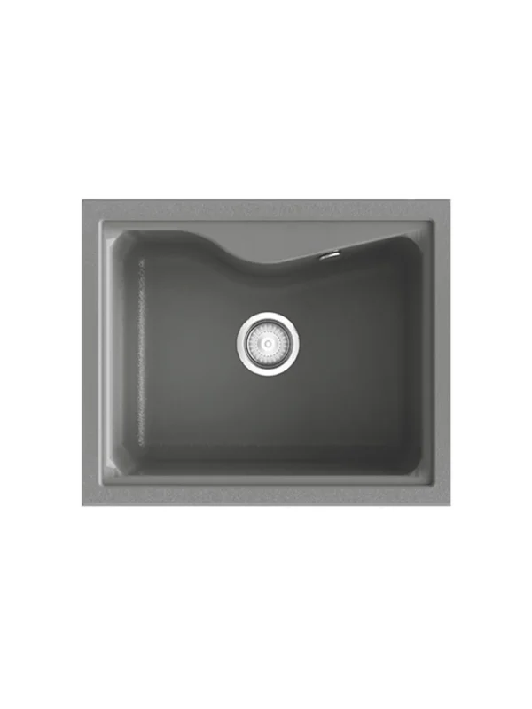 CITY 1C Évier en Résine 1 Bac 61,5x50,5x22cm Gris Brillant SS320C