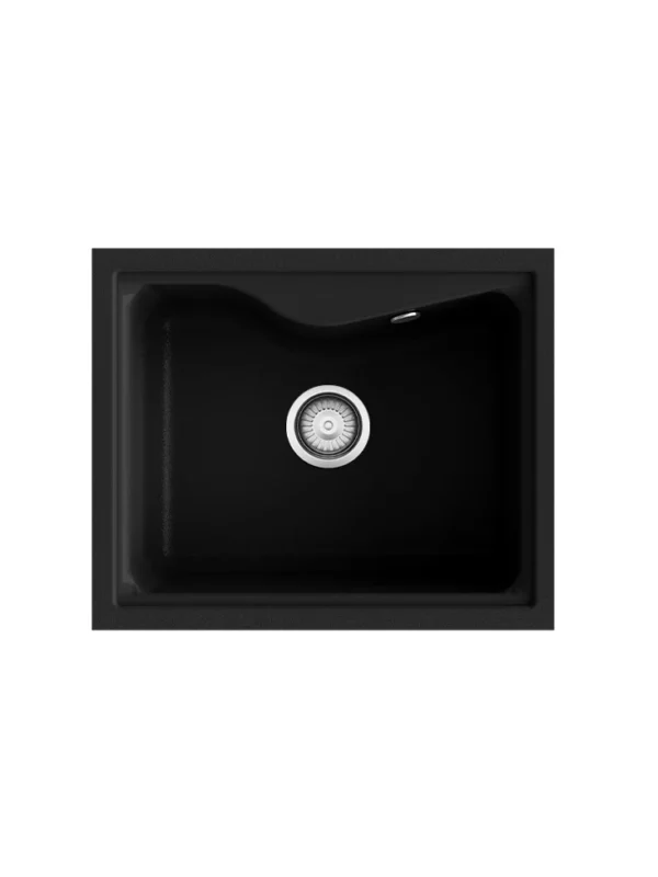 CITY 1C Évier en Résine 1 Bac 61,5x50,5x22cm Noir Ganite Mat BS330C