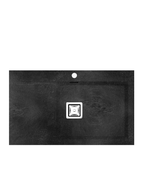 KOBUS 86 Haut Évier en Résine 1 Bac+Égouttoir Droit 85,5x52x20cm Noir Mat BS813DC(Avec Défauts)