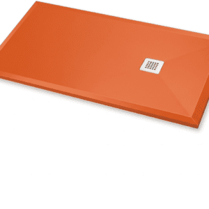 Receveur de Douche en Résine 140x90cm Orange/Blanc + Bonde + Grille