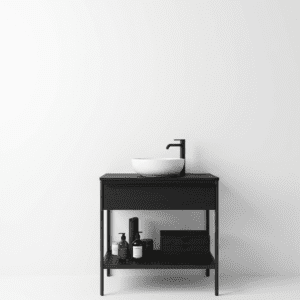 Meuble Sur Pieds 1T VINCI 80x45x85cm Noir Profilé Noir 630586