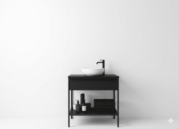 Meuble Sur Pieds 1T VINCI 80x45x85cm Noir Profilé Noir 630586