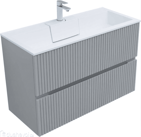 Meuble Susp 2T REBLOCK 100x45x55cm Gris Clair avec Rayures RTBM100