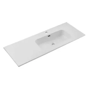 Lavabo à Encastrer avec Bac à Droite 121x46cm Blanc