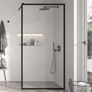 Paroi de Douche Fixe WALK-IN 120x195cm Tout le Contour Noir/Transp CASTEL PASO120M