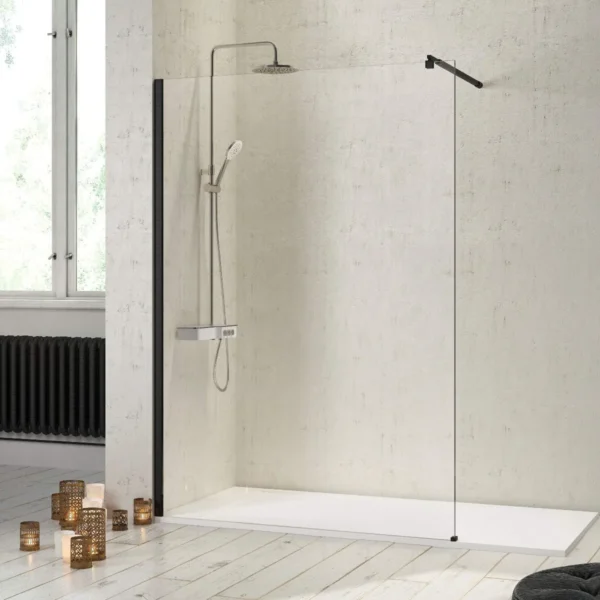 Paroi de Douche Fixe WALK-IN 110x195cm Noir/Transp CASTEL WK110 NEGRA