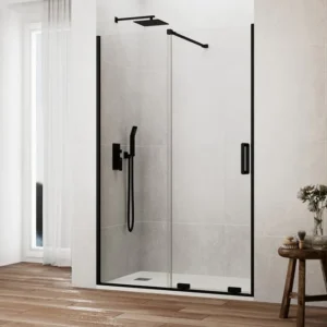 Paroi de Douche Frontale COSMOS 1Fixe+1Coulissante 155x195cm Noir/Transp CASTEL CS1155NEGRA (2ct)