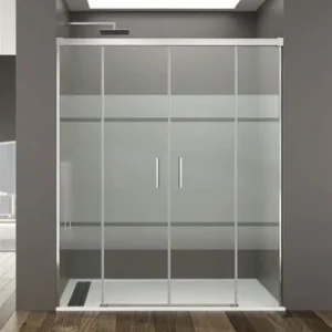 Paroi de Douche Frontale MALU 190x200cm 2Fix+2Coulissantes Chr/Sérigraphié CTESI DB9007251/DB9007151