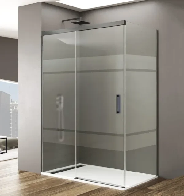 Paroi de Douche Frontale GILDA 90x190cm 1Fixe+1Coulissante Chr/Sérigraphié CTESI DB051110