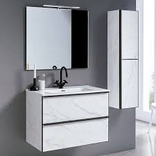 Meuble Susp 2T METAL 100x45x55cm Blanc Marbré 8010/100