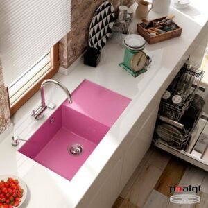 SHIRA 86 Évier en Résine 1 bac + Égouttoir Droit Violet L6503DL