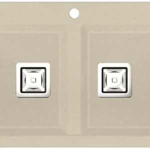 KOBUS 80 Bas Évier en Résine 2 Bacs 80x52x20cm Beige Mat PU826C