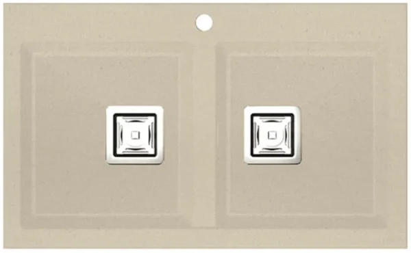 KOBUS 80 Bas Évier en Résine 2 Bacs 80x52x20cm Beige Mat PU826C