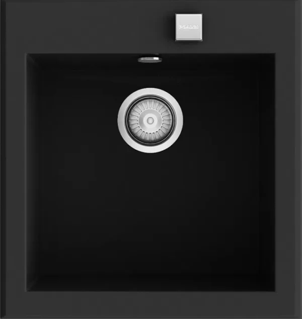 SHIRA 46 Évier en Resine1 Bac 47,5x51,5x22cm Noir Mat NL501C