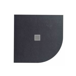 Receveur de Douche en Résine Semi-Circulaire Noir 80x80cm + Bonde + Grille