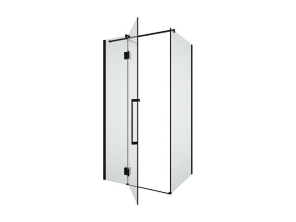 Paroi de Douche Frontale PADEL100A 120x95cm 1Porte Fixe +1Porte Pivotante Noir/Transp PA1120A NEGRO