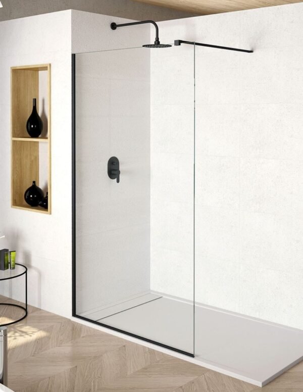 Paroi de Douche Fixe WALK-IN 100x195cm Noir /Transp CASTEL WK100 NEGRO