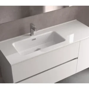Lavabo à Encastrer avec Bac à Gauche 91x46cm Blanc
