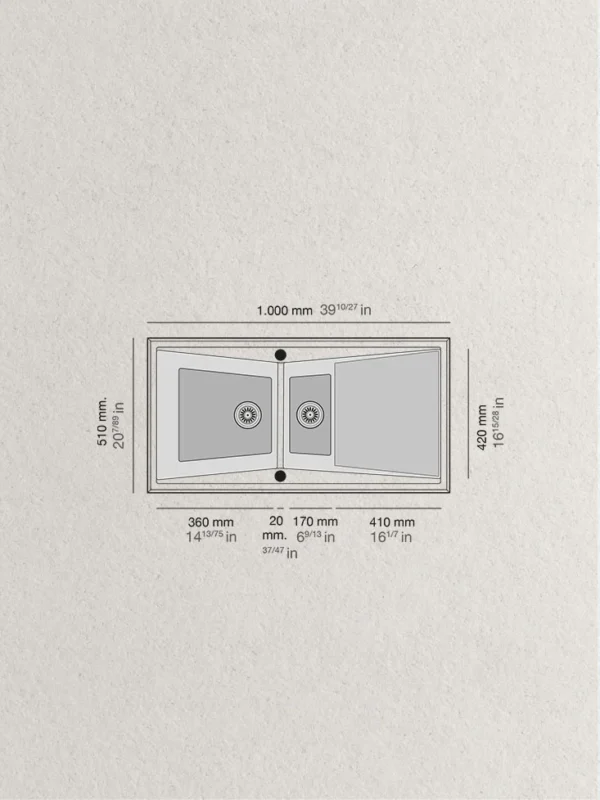 SHIRA 46 Évier en Resine1 Bac 47,5x51,5x22cm Noir Mat NL501C – Image 2