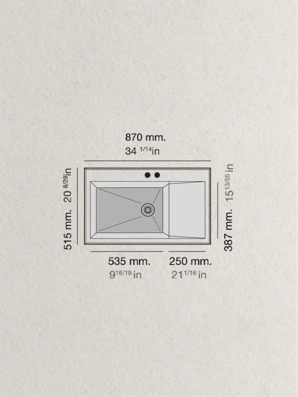 SHIRA 86 Évier en Résine 1 bac + Égouttoir Droit Violet L6503DL – Image 2