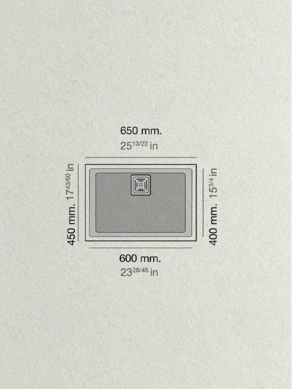 ZIE 60 Évier en Résine 1 Bac 65x45x20cm Métallisé MT172C – Image 2