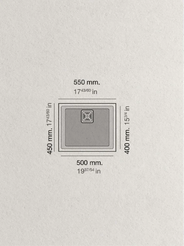 ZIE 50 Évier en Résine 1 Bac 55x45x20cm Noir Granite Mat BS186LMC – Image 2