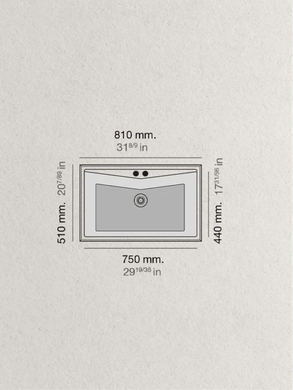 KUMA 80 Évier en Résine 1 Bac 81x51x22cm Métallisé MT302C – Image 2