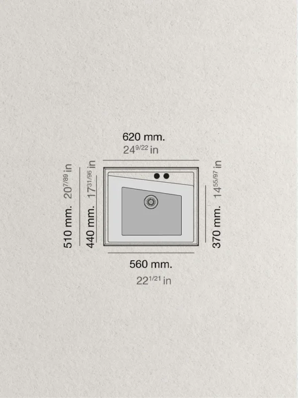 KUMA 60 Évier en Résine 1 Bac 62x51x22cm Noir Mat NL301LMC – Image 3