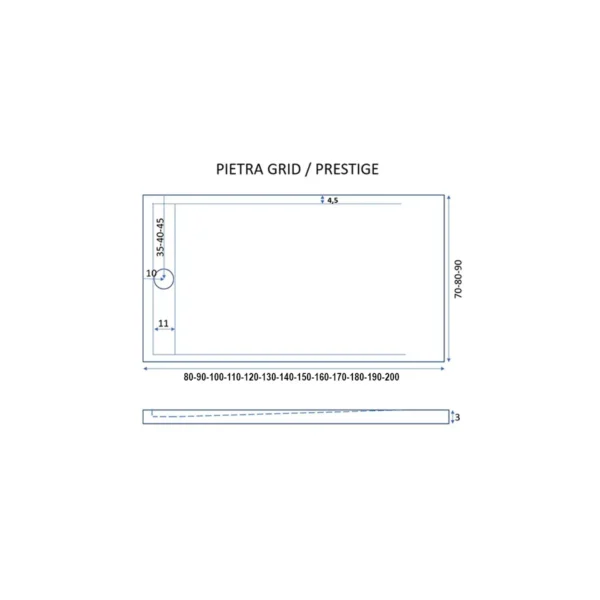 Receveur de Douche en Résine RUBI Blanc 130x80cm + Bonde + Grille Caniveau – Image 2