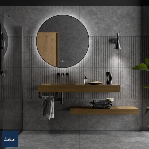 Plan avec Lavabo Intégré COMPAKT46 800mm Mitigeur Mural Chêne Obscur 83967