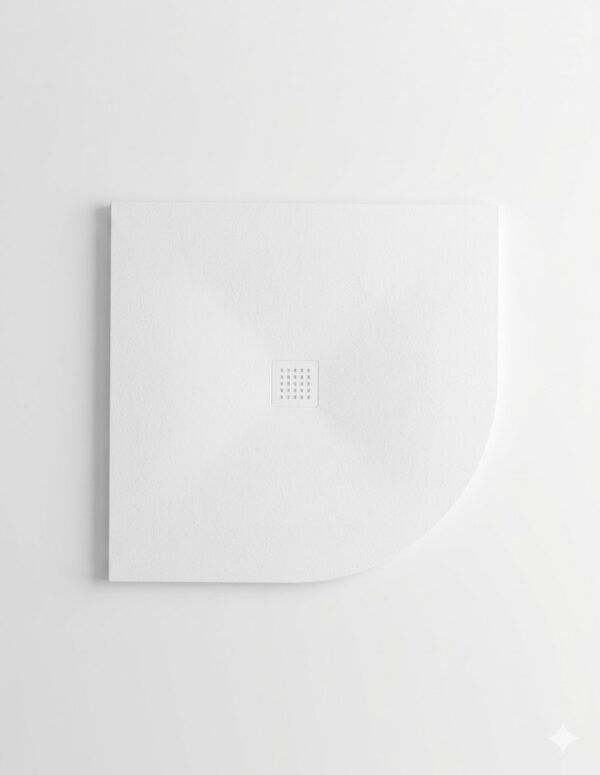 Receveur de Douche en Résine Semi-Circulaire Blanc 80x80cm + Bonde + Grille