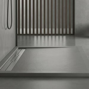 Receveur de Douche en Résine DRACO Blanc 170x70cm + Bonde + Grille Caniveau