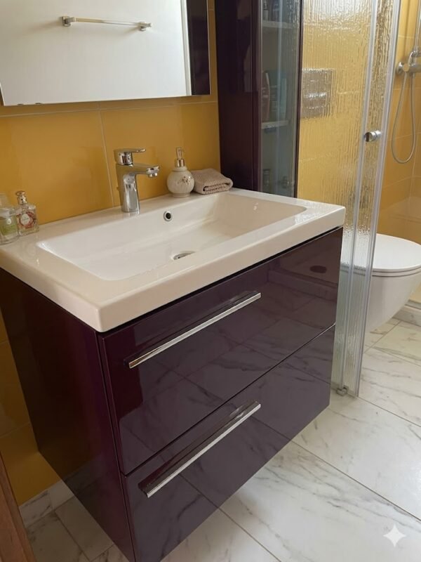 Set Meuble Susp 2T ELEA 90x48,8x59cm Violet +Lav ROYO 91x50cm Blanc 122467