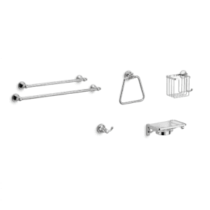 Kit x6 LIVERTY (PS x2,PS Anneau,P Papier Toilette, Patère Double, P Savon Globe) Chrome CT1202020